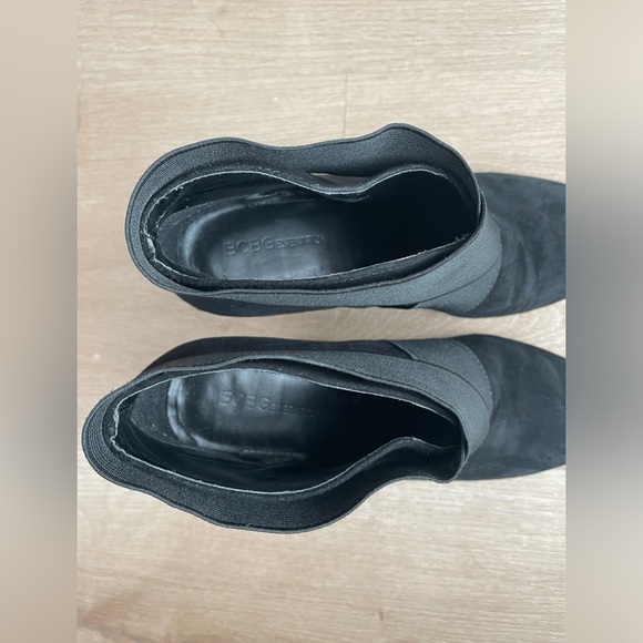 BCBGeneration Wynter Velvet Wedge Leather Booties Size 7B Elastic Stretch Black - Picture 5 of 8